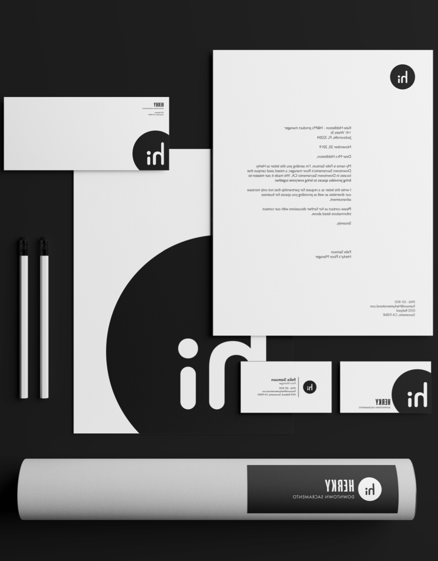 Student branding exercise with variety of stationery